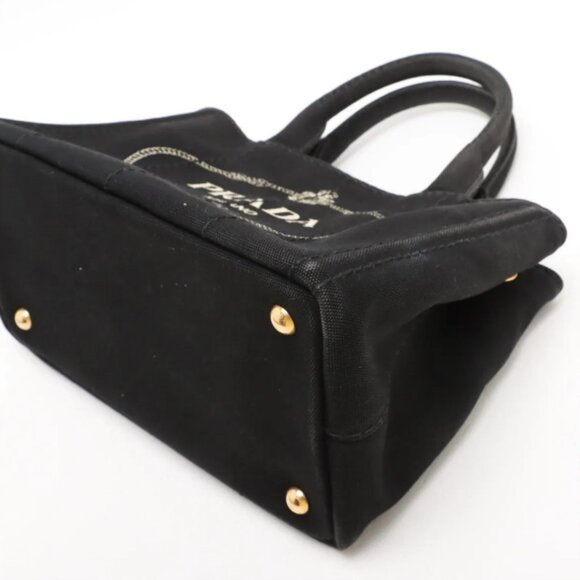 Prada Canapa Canvas x Leather Two-Way Handbag Black - Picture 3 of 16